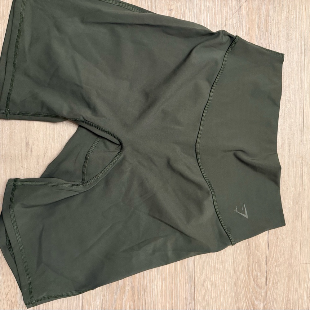 Gymshark Olive Green High-Waist Athletic Shorts